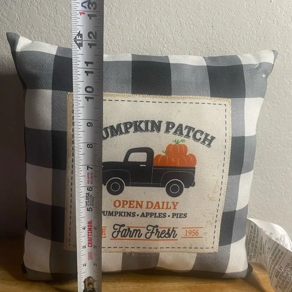 Harvest Plaid Pumpkin Patch Farmhouse Truck Decorative Pillow Fall Halloween